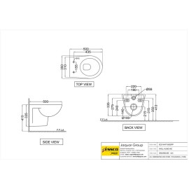 Essco Wall Hung WC with Soft Close Seat Cover| Size 355x490x335mm