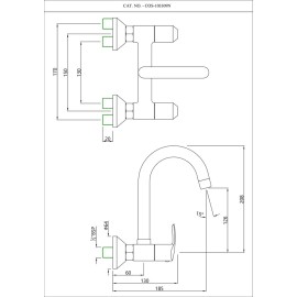 Cosmo Double Lever Wall Fitment Kitchen Sink Mixer